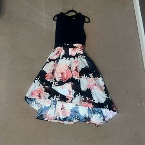SLNY FLORAL NAVY COCKTAIL DRESS